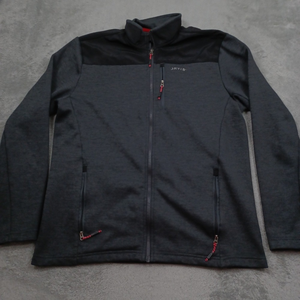 Orvis Jacket Mens Medium Gray Full Zip Outdoor Casual Pockets